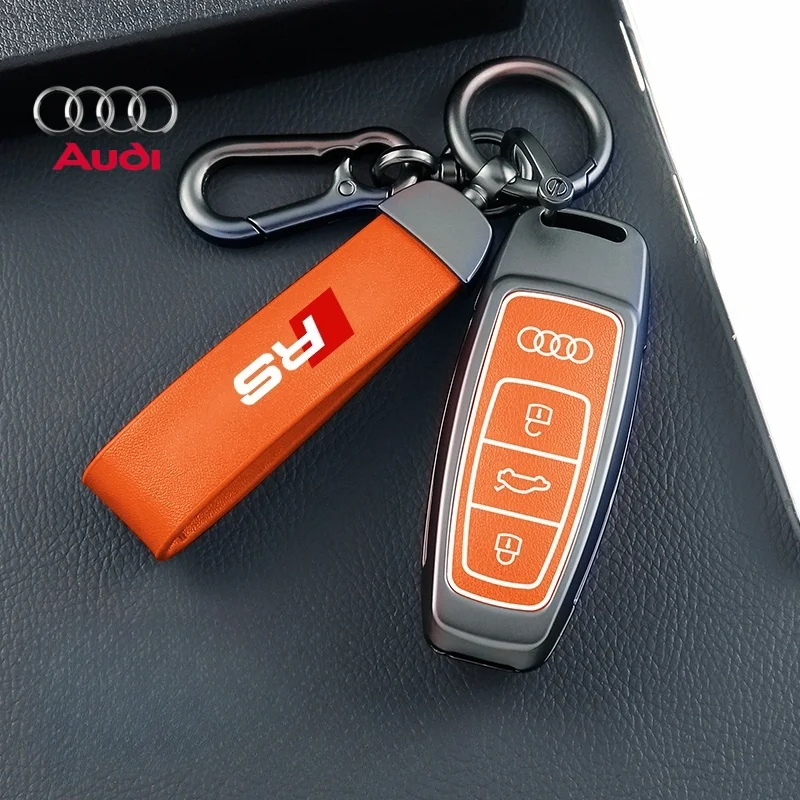 Car Zinc Alloy Key Case For Audi Q8 RSQ8 A6 S6 RS6 A7 S7 RS7 A8 A7L RS E-tron GT Q4 Q5 e-tron Q6 Q7 Car KeyChain Metal Key Shell