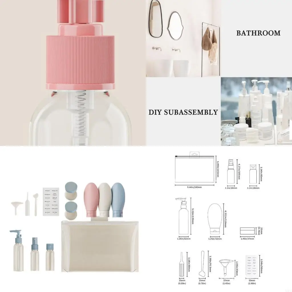 12Pcs Travel Refillable Bottle Portable Silicone Empty Sub-bottling Tool X3UC