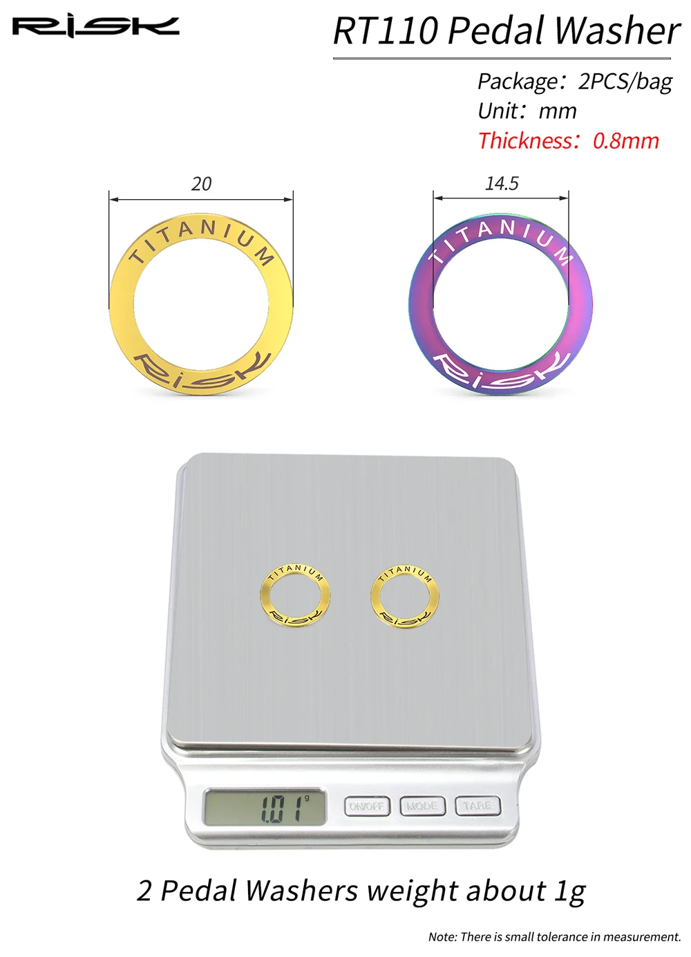RISK Bicycle Pedal Spacer Crank Gasket Pedal Abnormal Sound Maintenance Ring washer MTB Bike Titanium Alloy Pedal Protection Pad - Image 6