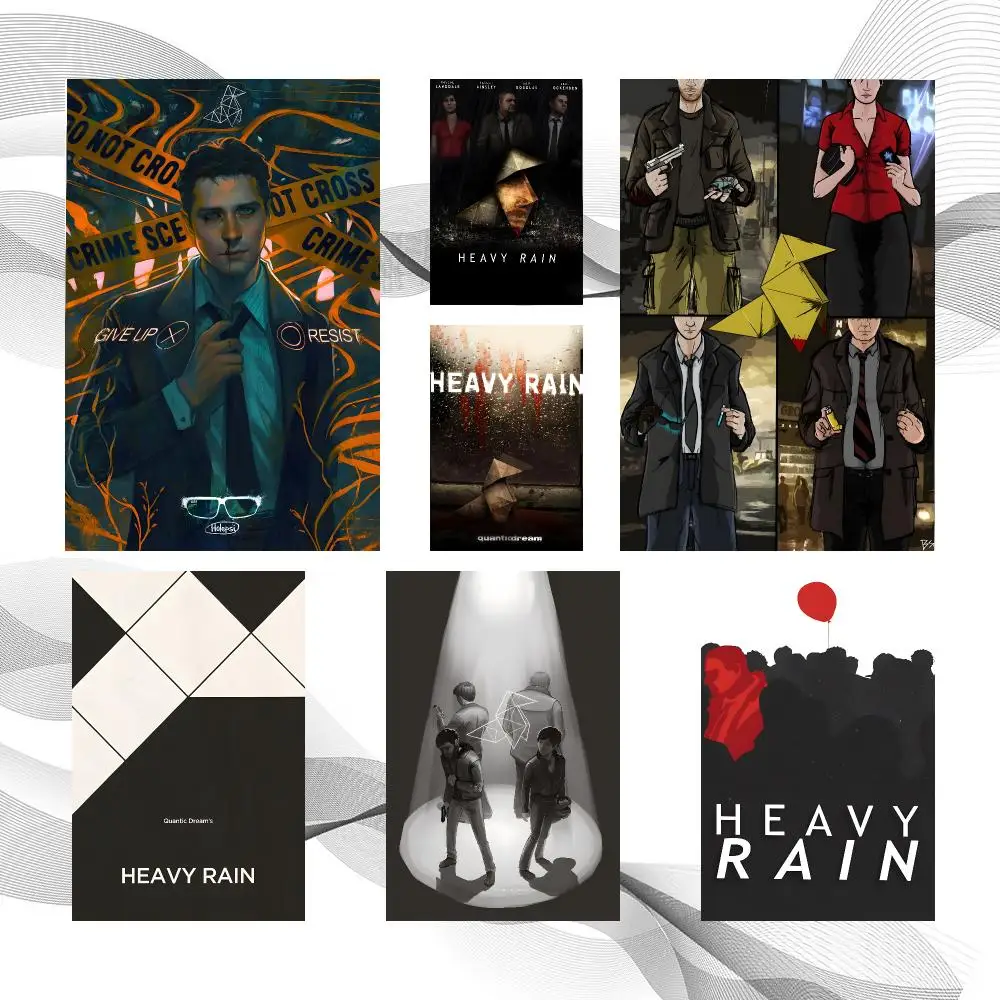Game Popular Art H-Heavy Rain Poster Peel And Stick Wall Art Self Adhesive PP Waterproof Wall Decor Living Room Bedroom Gift