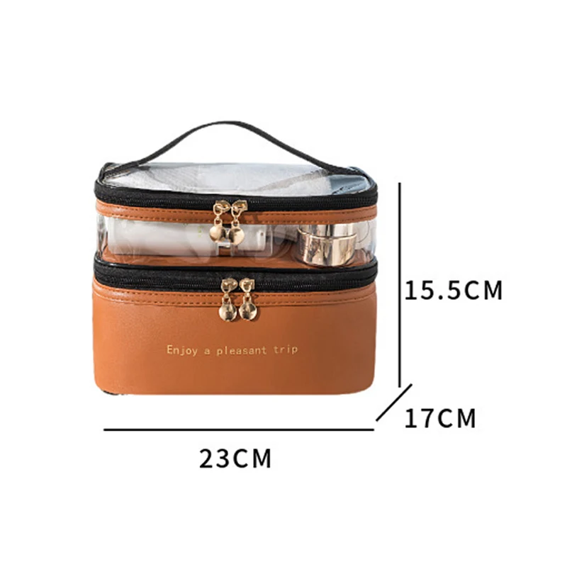 Borsa cosmetica da donna in PVC impermeabile borsa da viaggio portatile in pelle per organizzare la custodia per il trucco borsa trasparente