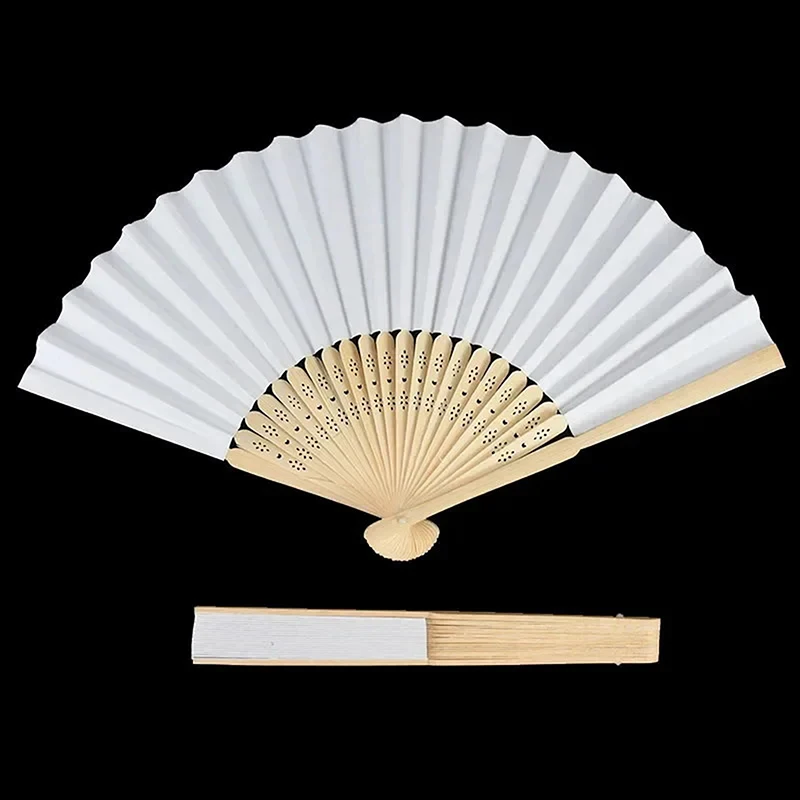 1/5/10pcs DIY Paper Bamboo Folding Fan Adults Children's Calligraphy Painting Practice Blank White Folding Fan Wedding Gifts