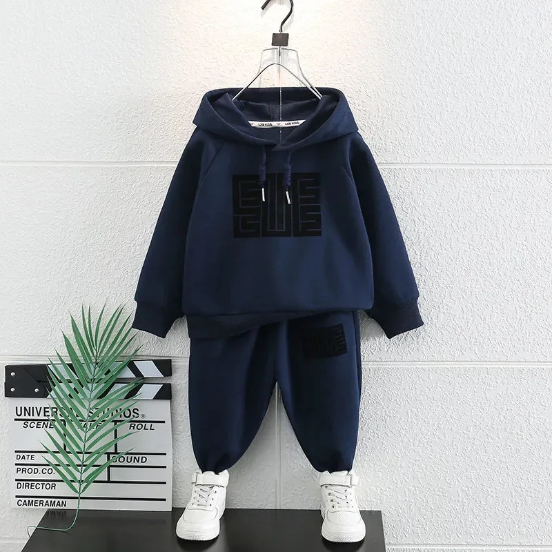 Baby Boys Fleece Hoodie + Sweatpant Kids Tracksuit Children 2-Piece Outfits Clothing Students Jogger Track Pant Sets 1-12 Years