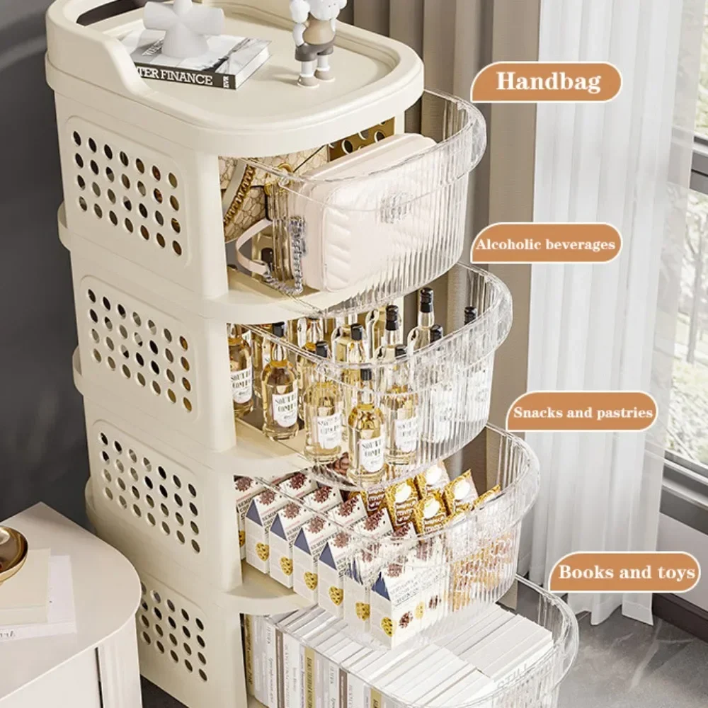 Multi-Layer Rolling Storage Rack Cart Drawer-Type Kitchen Storage Cart Transparent Kitchen Drawer Storage Cabinet With Handle 