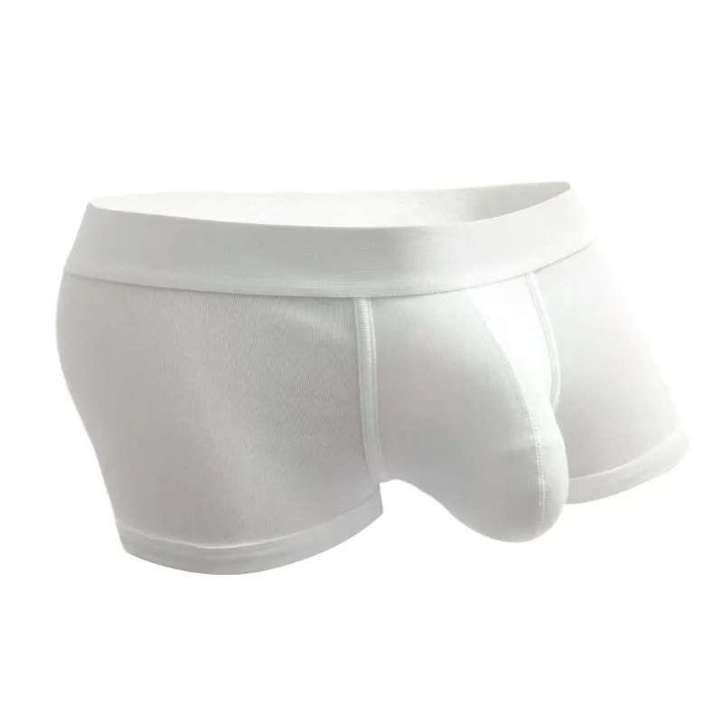 Men Big Front Pouch 100 Percent Cotton Boxer Shorts Mid Waist Wide Elastic Band High Elasticity Breathable Soft Trunks Underwear - view 5