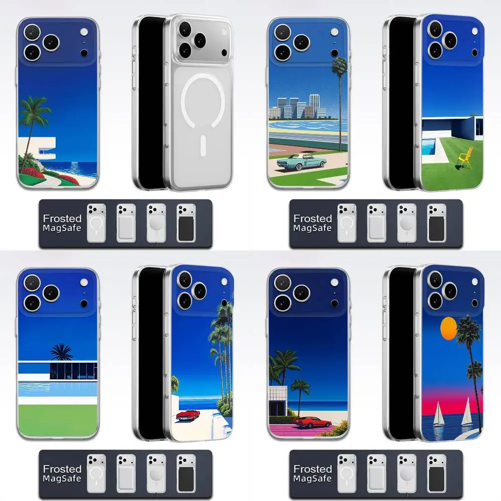 

Art D-David Hockney Car Sea Phone Case For iPhone 17,16,15,14,13,12,11,Pro,Max,Plus,E,Air,Mini Magsafe Transparent