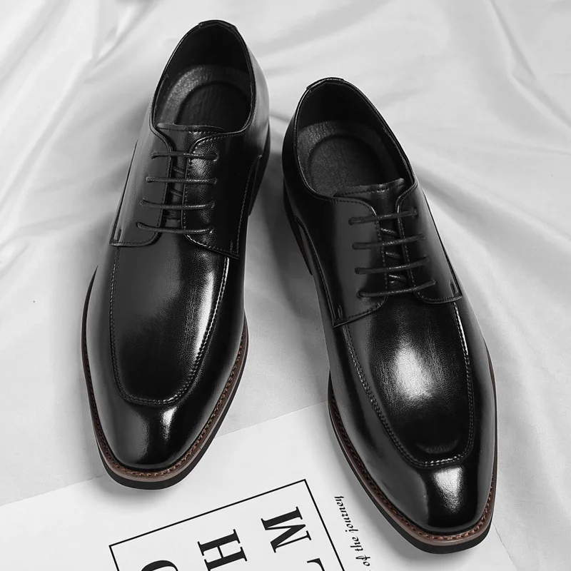 Men's Leather Shoes 2025 Spring and Autumn Fashion Men's Business Dress Shoes Trend British Gentleman Shoes Wedding Shoes