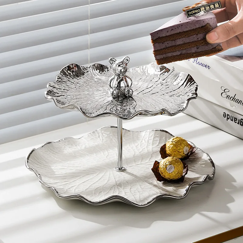 Light luxury fruit plate household living room coffee table ornament multi-layer high-grade five-grid fruit front desk candy
