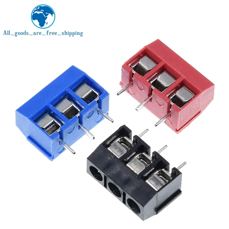 

10PCS KF301- 3P screw 5.0mm 3 Pin Spliceable Connector Black Red Blue Color