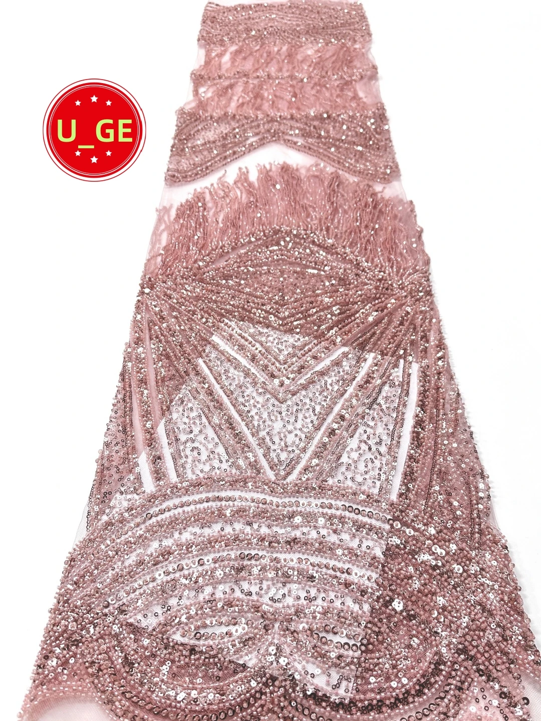 

Изысканная мягкая сетчатая ткань с бисером и кисточками, высококачественное кружево для свадебных и вечерних платьев U_GE6928