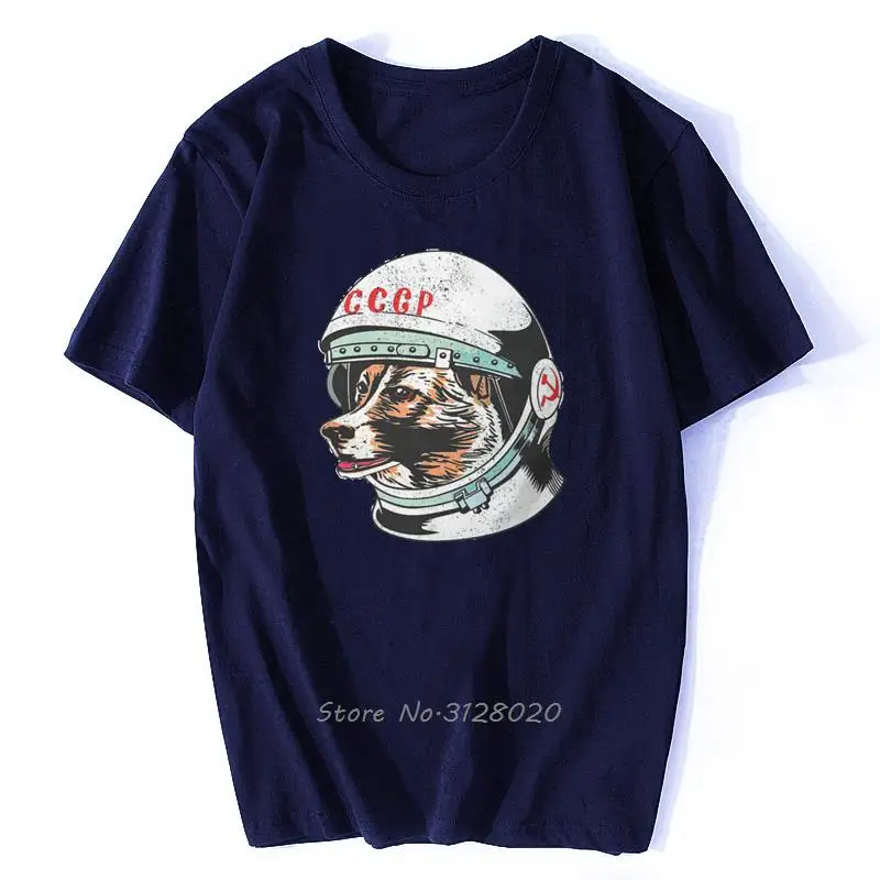 تي شيرت Laika Cosmonaut Space Dog تي شيرت عتيق على الطراز القوطي تي شيرت رجالي قطني تي شيرت علوي ملابس الشارع الشهير Harajuku