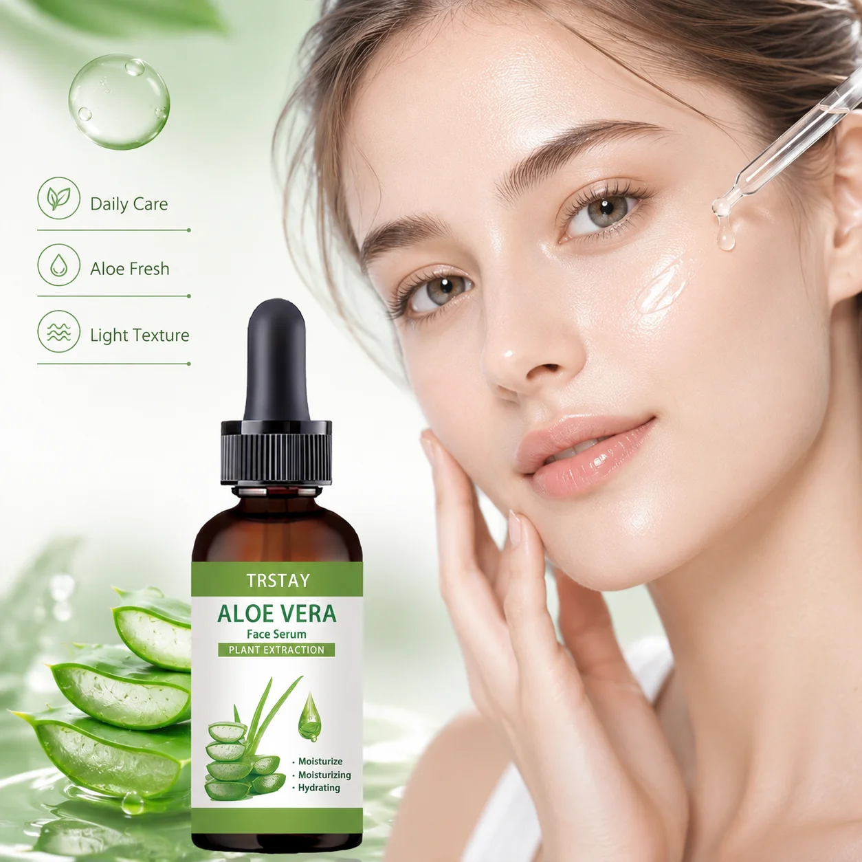 TRSTAY Aloe Vera Plant Extract Facial Essence: Lightweight, refreshing, hydrating, and moisturizing for nourished skin