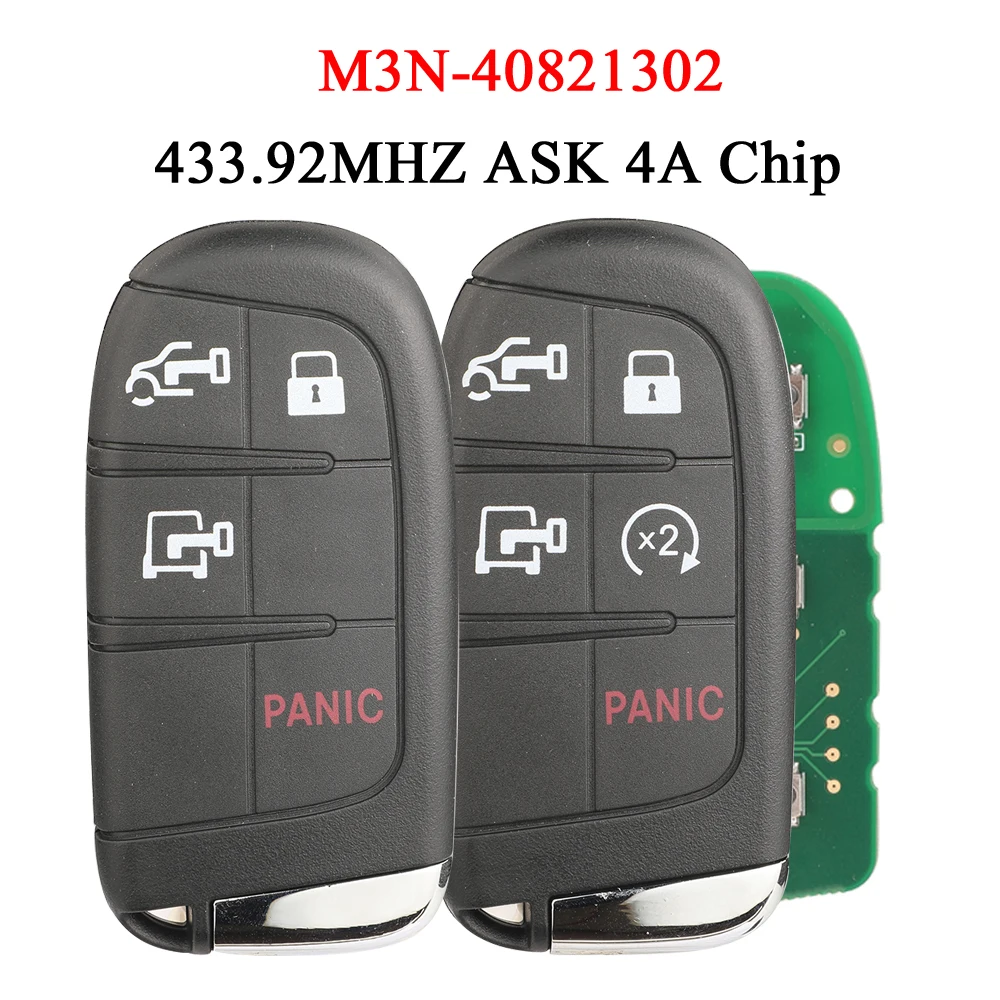 

jingyuqin 433MHz FSK ID4A Chip M3N-40821302 Keyless Smart Remote Car Key Fob For Dodge Ram Promaster 1500 2500 3500 2022 2023