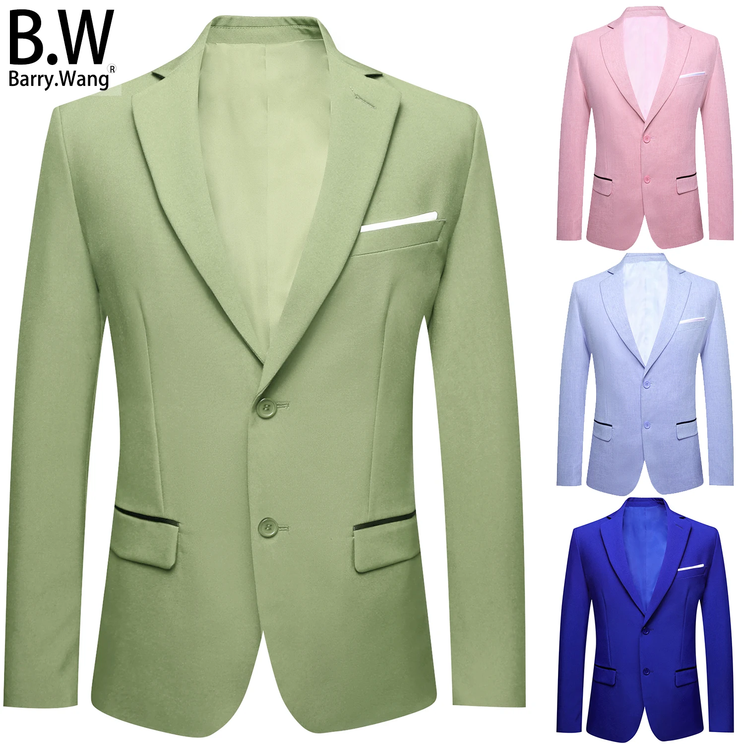 

Barry.Wang Suit for Men Jacquard Solid Classic Shawl Collar Male Blazer Jacket Coat Casual Formal Business Wedding Party Gift