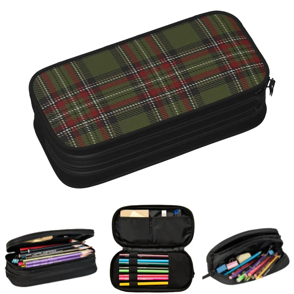 

Classic Scottish Clan Tartan Plaid Pencil Cases for Students School Pen Box Pencil Bag Large Storage Pencil Pouch