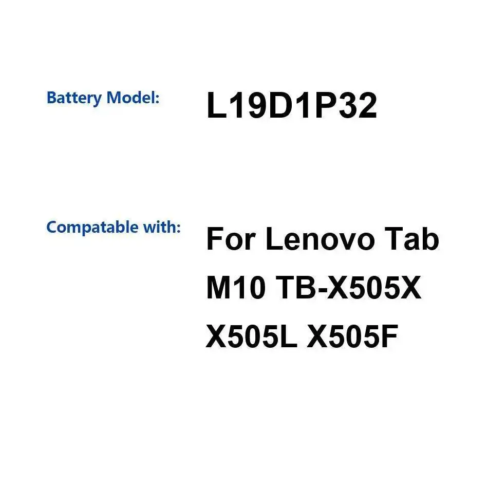 5000Mah L19D1P32 أداء جيد لدرجة الحرارة المنخفضة لينوفو تاب M10 TB-X505X X505L X505F بطارية الجهاز اللوحي #1