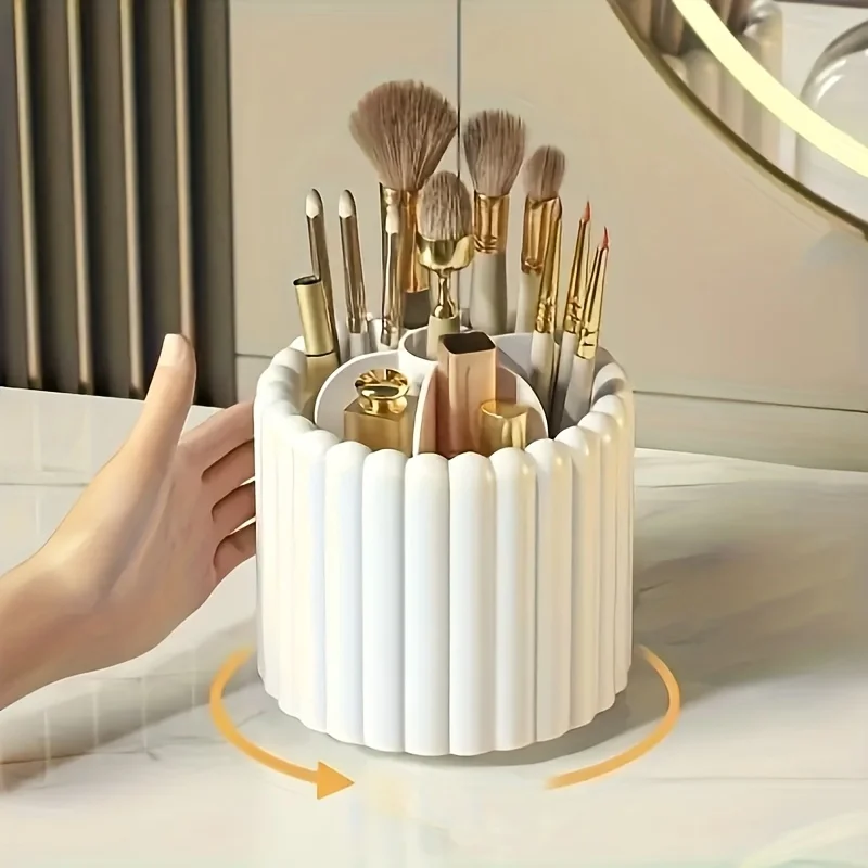 360° Makeup Brush Holder 7 Slots Make Up Brush Organizer Removable Spinning Cosmetic Brushes Storage Pen Holder