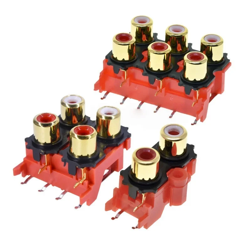 RCA red and white audio lotus socket 2-hole 4-hole 6-hole pure copper gold-plated AV high-end multimedia amplifier accessory