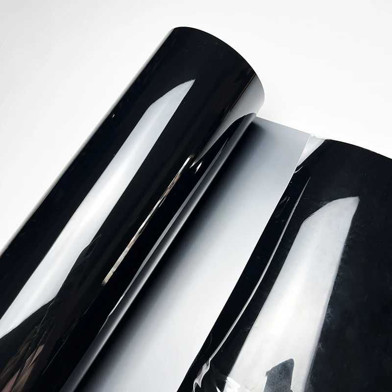 PET Ultra-Glänzende Klavierlack-Schwarz Metallic Auto-Vinylfolie mit Luftkanälen Selbstklebende Auto- und Motorrad-Folierung Aufkleber Dekorfolie