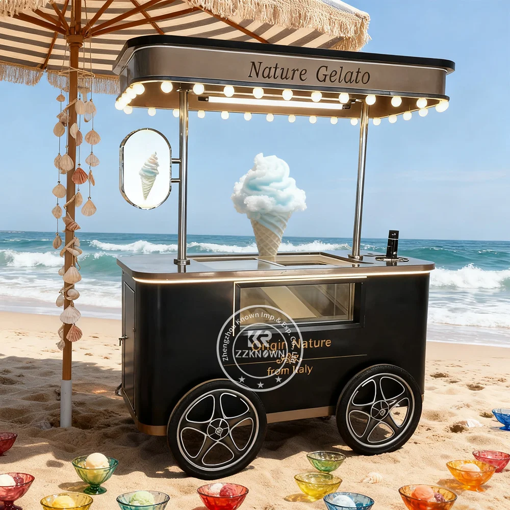 

Ice Cream Push Cart Food Cart Ice Cream Freezer Cabinet Ice Cream Kiosk Food Trolley Cart Mobile Food Cart Outdoor