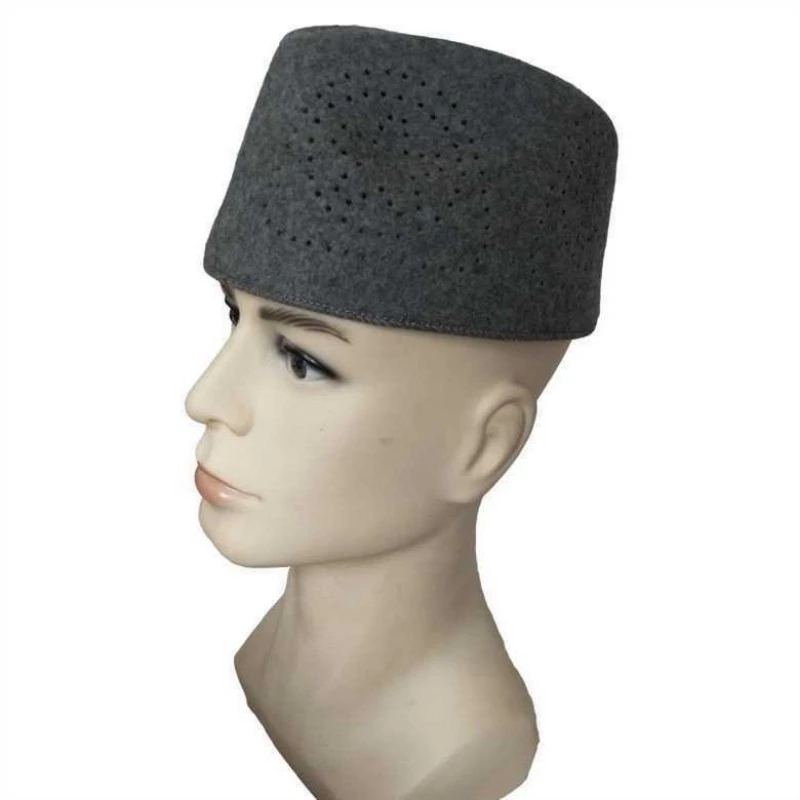 Topi Muslim untuk pria pakaian produk pajak Turki topi doa pengiriman gratis Kufi Islami Saudi Yahudi wol hangat Mesh abu-abu 03257