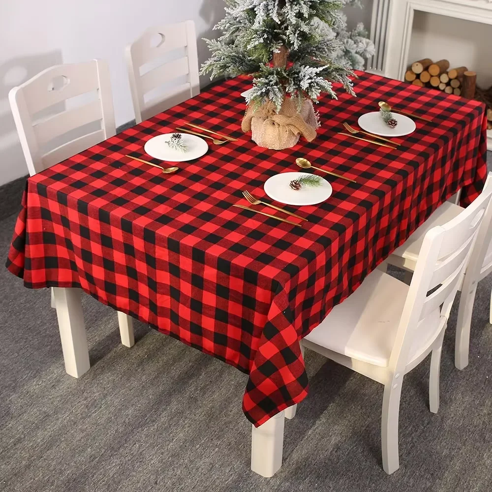 

New Classic Plaid Printed Pattern Home Tablecloth Christmas Atmosphere Decorative Tablecloth Rectangular Living Room Table Cover
