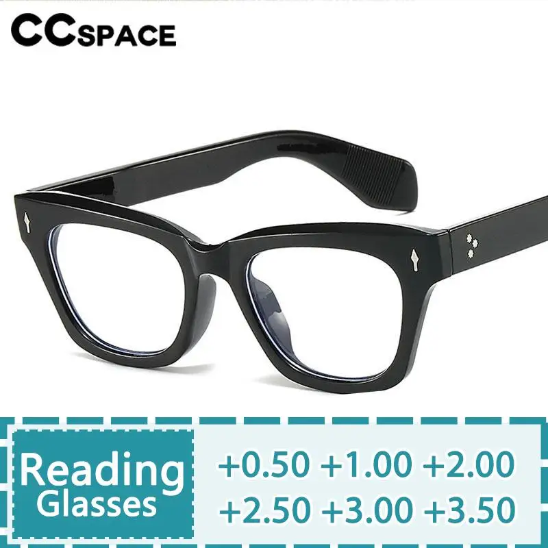 R57329 Square Thicken Reading Glasses Women Vintage Rivet Optical Presbyopic Spectacles Dioptric +50 +100 +200 +300