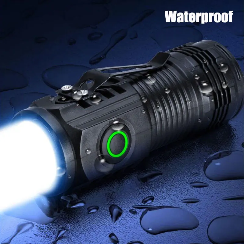 Ultra Bright Mini Torch 3LED Tactical Flashlight USB Rechargeable Outdoor Waterproof Hiking Camping Cap Clip Flashlight