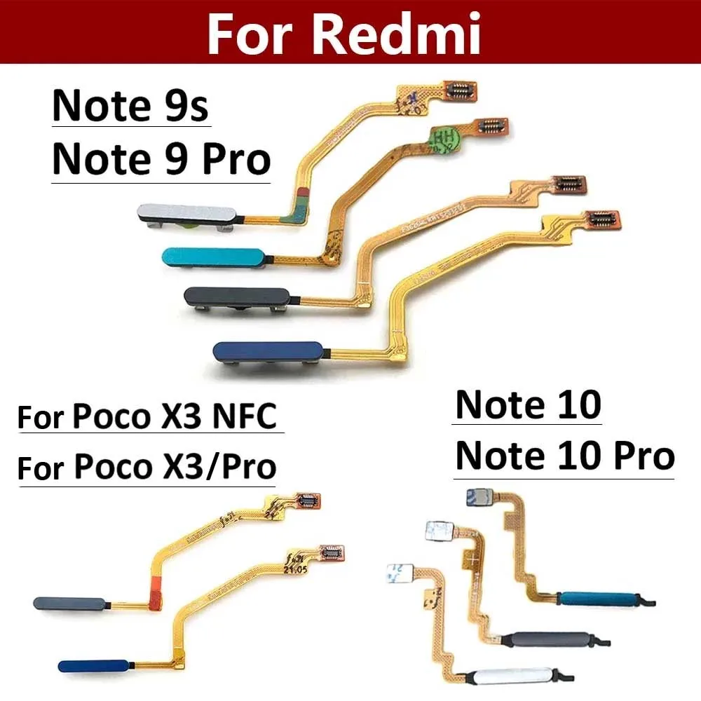 

Fingerprint For Xiaomi Redmi Note 9 10 Pro 9s Poco X3 Pro M3 Home Button Fingerprint Menu Return Key Sensor Flex Cable