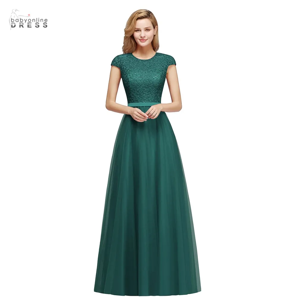 Dark Green Chiffon Lace Long Bridesmaid Dress Sexy Transparent Back Tulle Evening Gowns Pink Silver With Sashes Vestido De Festa