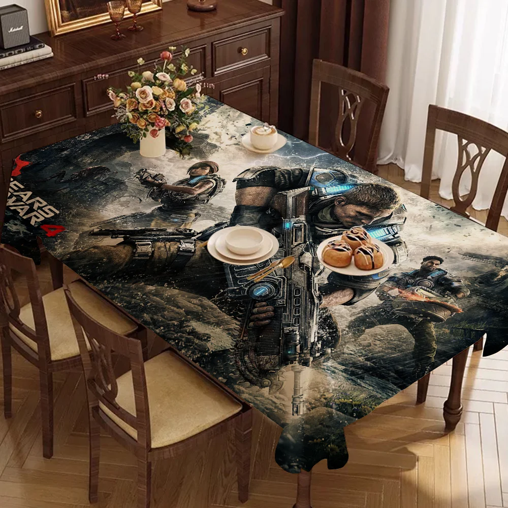 

G-Gears Of W-Wars Washable TableCloth For Wedding Party Dining Banquet Decoration Luxuriou Table Table Protector Cloth
