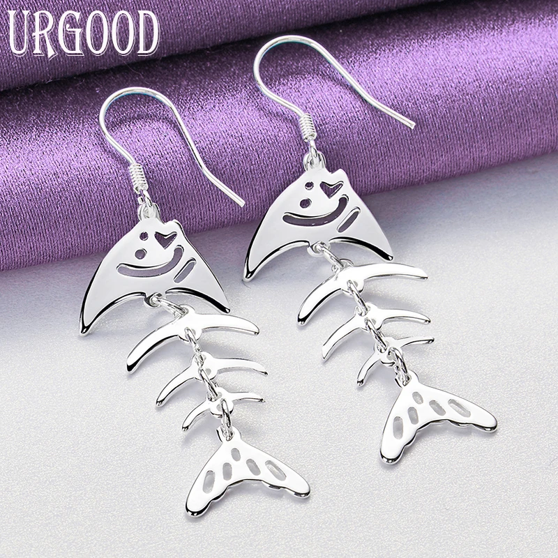 

925 Sterling Silver Lingge Fish And Mud Carp Earrings For Women Party Engagement Wedding Gift Fashion Jewelry