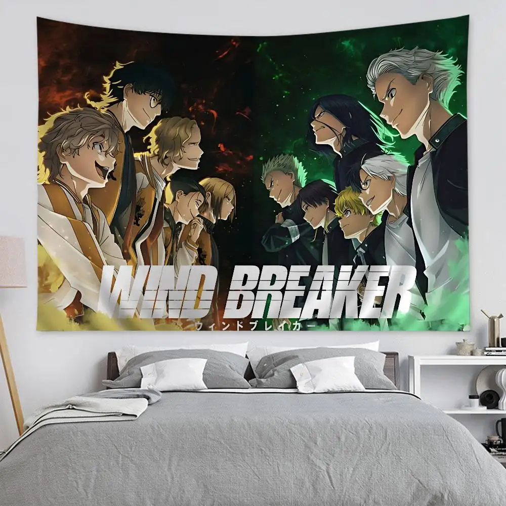 Anime Character Theme Tapestry, Wind Breaker Manga Scene for Immersive Gaming Room Feature Wall