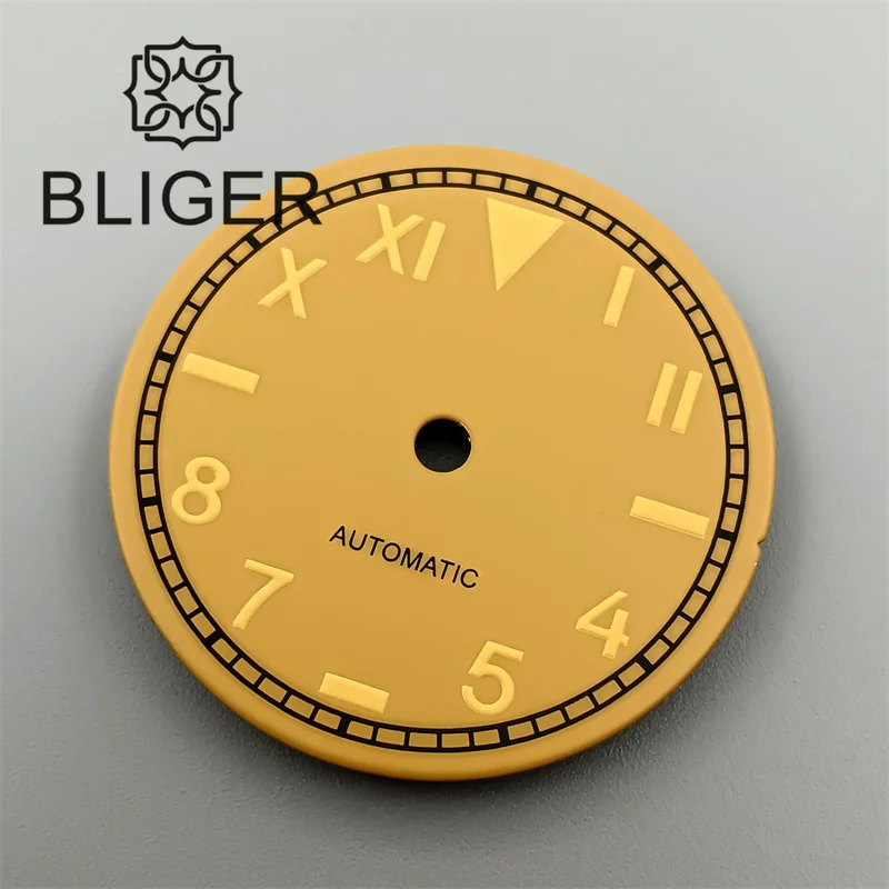 BLIGER 29mm Black White Yellow Gray California Watch Dial Green Luminous Fit NH35 NH36 Miyota8215 DG2813 3804 PT5000 Movement