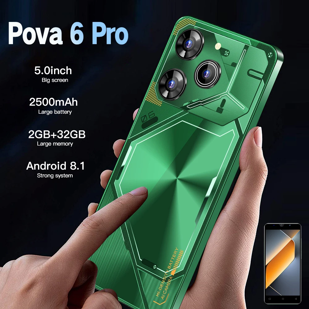 FUFFI Pova 6 Pro Smartphone Android 8.1 5.0inch 2+32GB ROM Cell Phone Dual SIM Telefono 2+8MP 2500mAh Battery Mobile phones