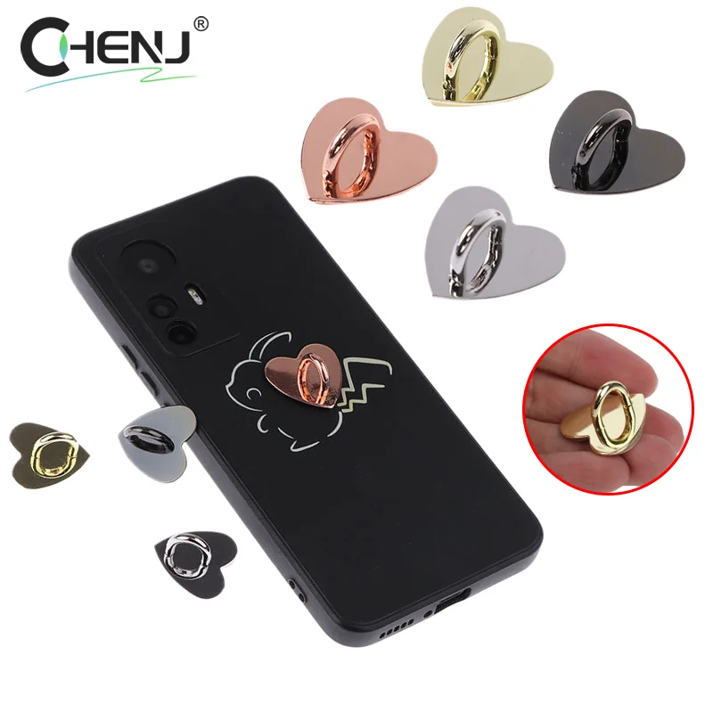 

5Pcs Heart Shaped Phone Charm Holder Love Heart Phone Finger Ring / Self Adhesive Mobile Phone Back Stand Hooks Accessories