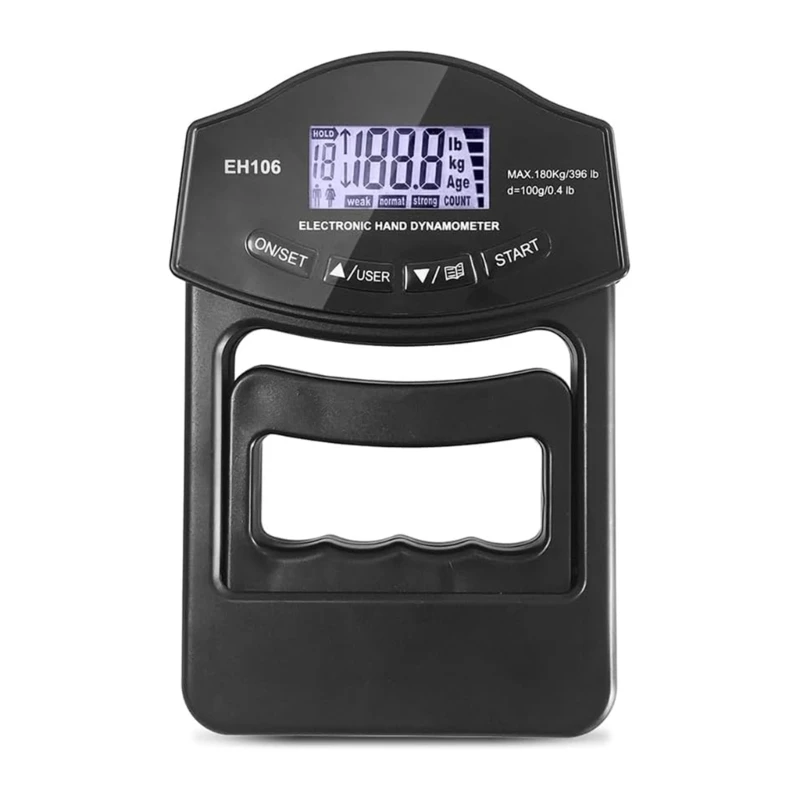 

Digital Hand Strength Meter Electronic Grip Strength Gauge 396lb/180kg Hand Dynamometer LED Backlit Hand Force Meter