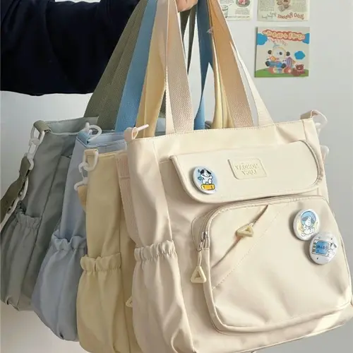 Imagen 2 del producto Bolso de hombro portátil de gran capacidad, sencillo y versátil para niñas, bolso cruzado para clase de estudiante