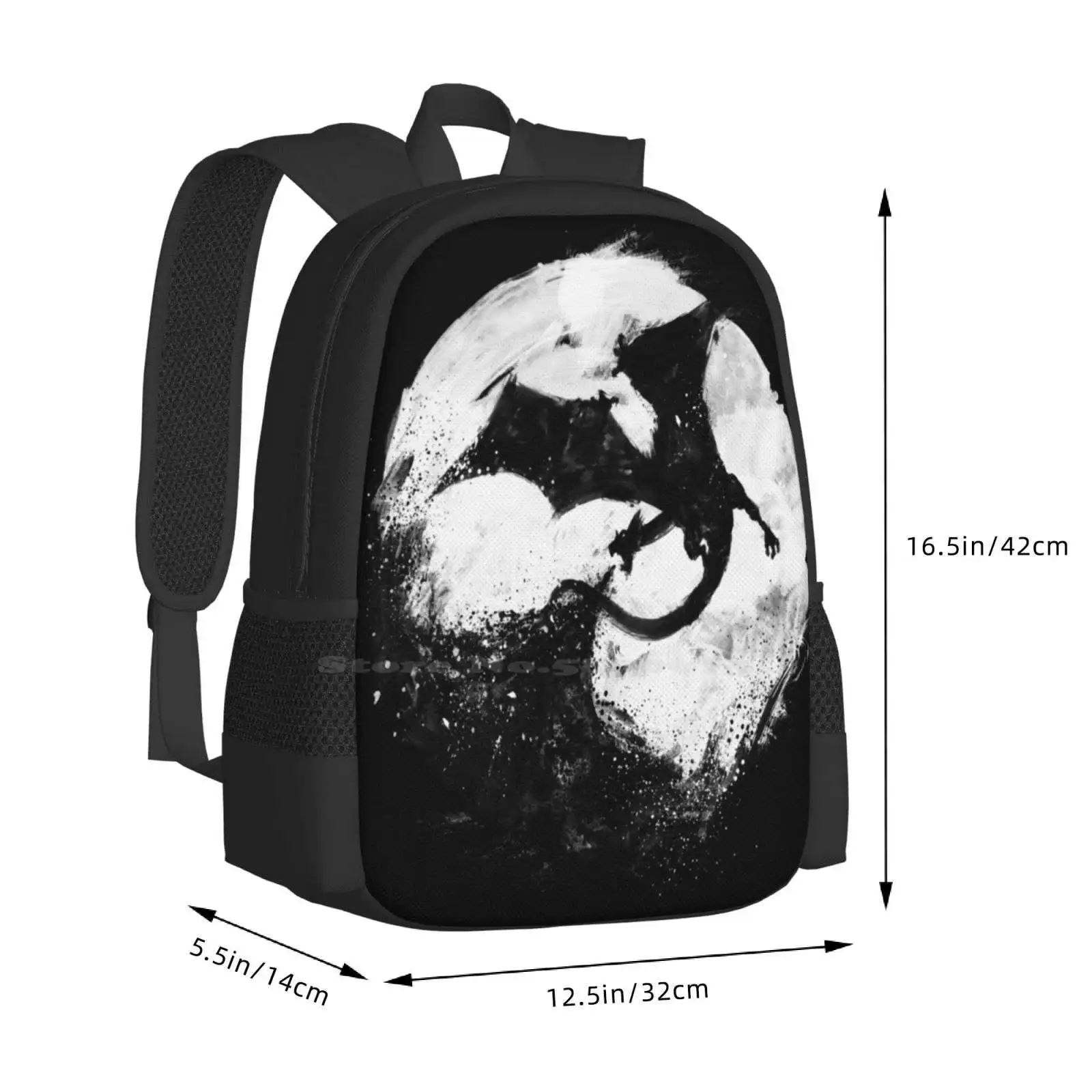 Mochila de desolación de medianoche, bolsas de moda, salpicaduras de Luna, dragón, libro de fuego, dibujos animados, Nerd, Geek, gran oferta