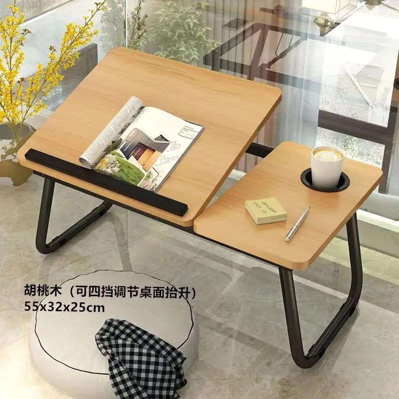 Compact Foldable Laptop Desk with Cup Holder - 55.12cm x 32.0cm x 24.89cm Portable Bedside Table for Reading, Breakfast