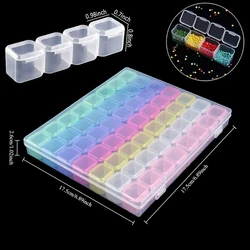 28/56Girds Nail Art Tools Storage Box Compartment Organizers Transparent Plastic Storage Case Beads Diamond Jewelry Container
