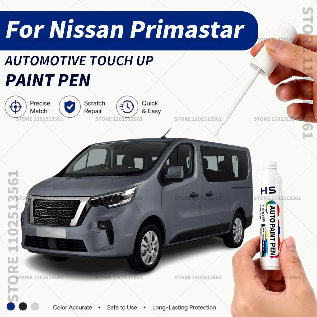 Car Touch Up Paint Pen Deep Scratch Repair Auto Paint Brush For Nissan Primastar White URban Grey Black Armin Red Stone SiIver