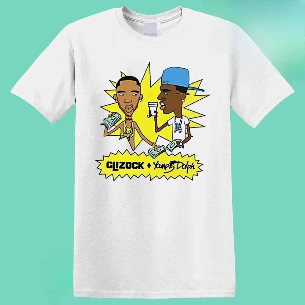 Young Dolph and Key Glock Unisex White T-Shirt Printed Unisex T-Shirt Men's Summer Casual Y2K Top Harajuku Women Clothing