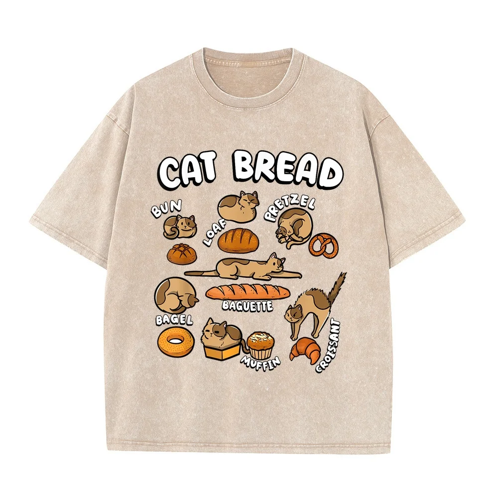 Cat Bread Foodie Kittten Pet Owner Loaf Lover T-Shirt Белая T Graphic Tee For Guy Shirt Men Kitten Cotton Short Sleeve