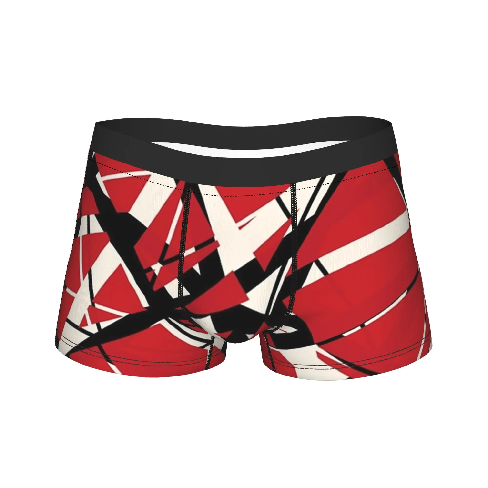 

Van Halen Rock Band Underwear Red and White Stripes Males Underpants Printing Boxershorts Hot Sale Boxer Brief Plus Size 2XL