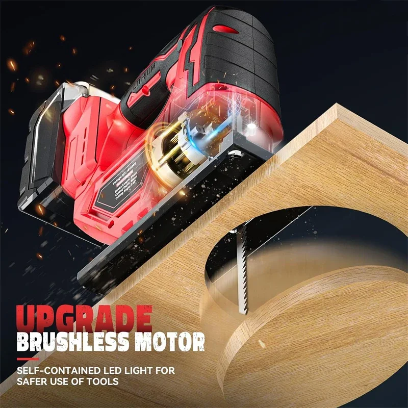 Cordless Jig Saw for Makita 18V Battery Brushless Jigsaw Cut Off Tool Variable Speed 45° Beveled Cuts