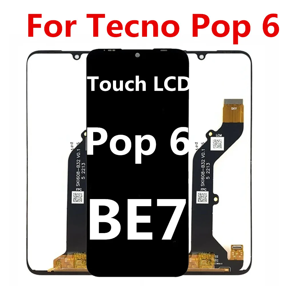 6.1inch Original For Tecno POP 6 LCD Display Touch Screen Assembly Digitizer For POP6 BE7 LCD Display Repair Parts6.1inch Origin