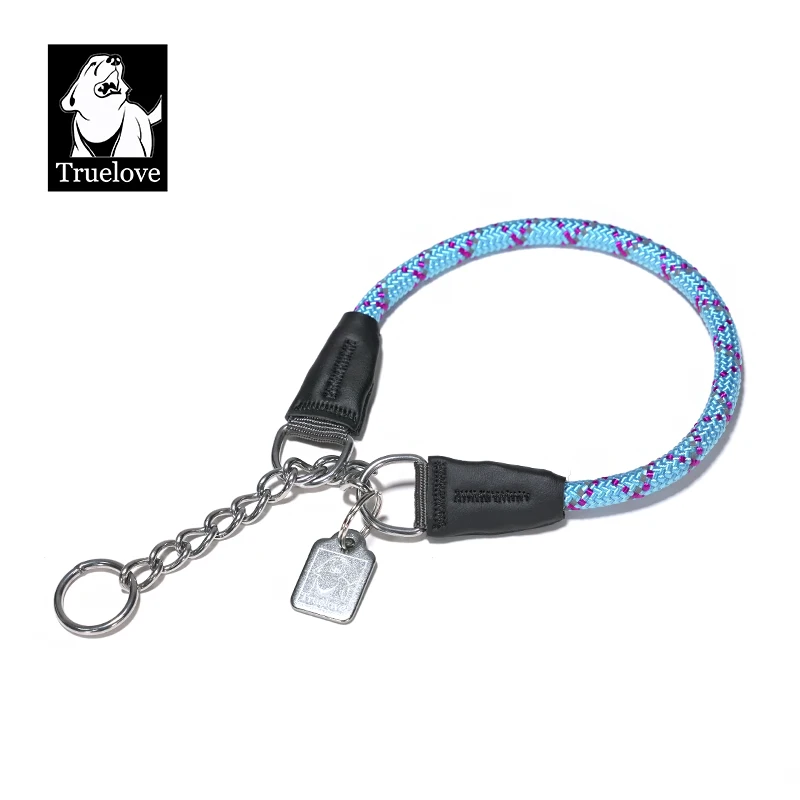 Truelove Pet P-Chain Nylon Dog Collar Stainless Steel Chain Pull-resistant Reflective Decorative Explosion-proof Walking TLC5373