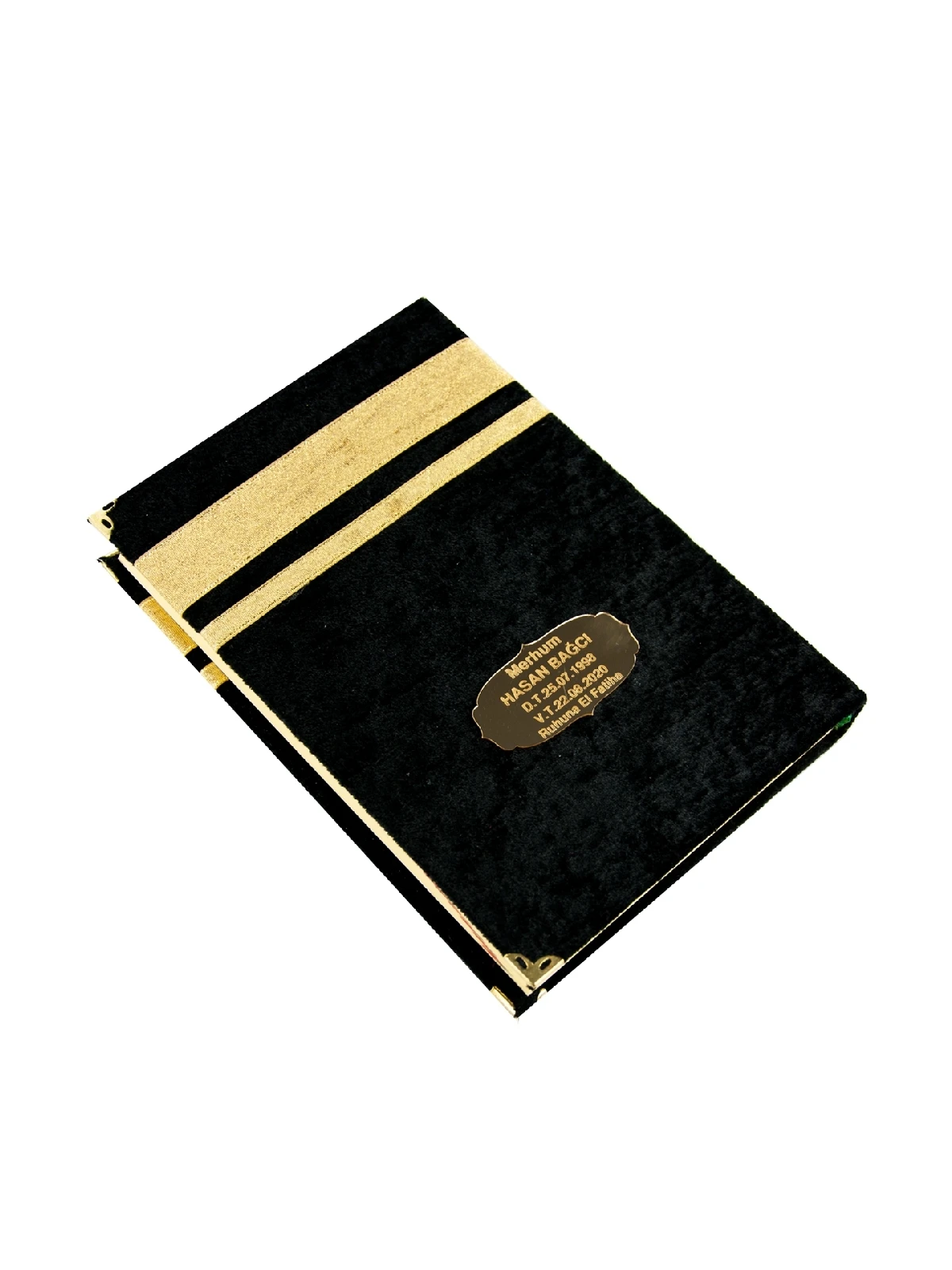 Middle-Sized Arabic Quran with Name-Specific Velvet-Covered Kaaba Appearance