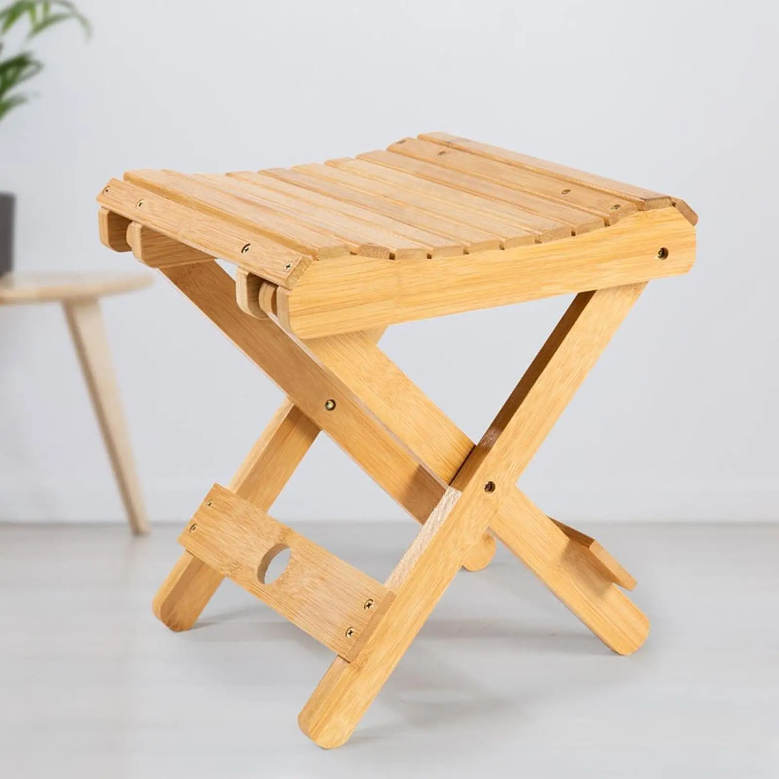 

Bamboo Folding Stool Fishing Stool Camping Stool Lightweight Foldable Chair Camping Chair for Patio Hiking Travel BBQ Camping